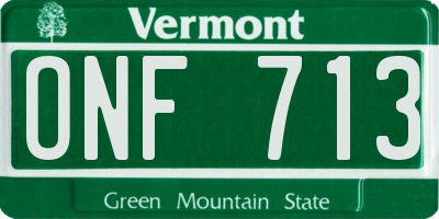 VT license plate ONF713