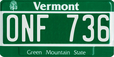 VT license plate ONF736