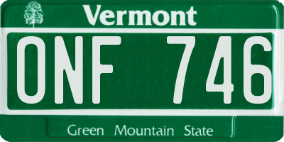VT license plate ONF746