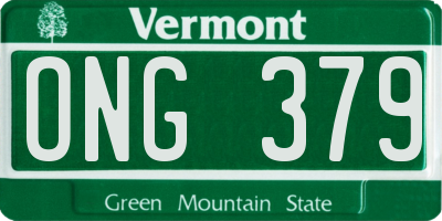 VT license plate ONG379