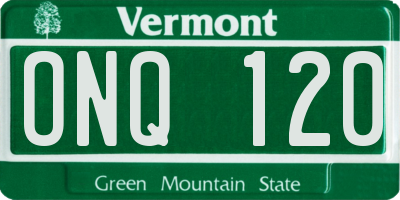 VT license plate ONQ120
