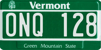 VT license plate ONQ128