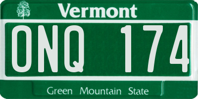 VT license plate ONQ174