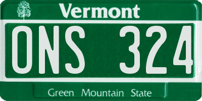 VT license plate ONS324