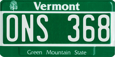 VT license plate ONS368