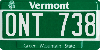 VT license plate ONT738