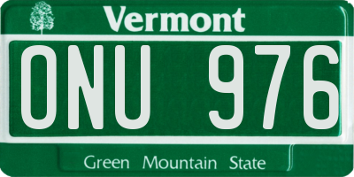 VT license plate ONU976