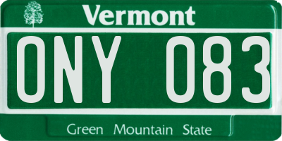 VT license plate ONY083