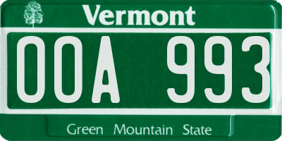 VT license plate OOA993
