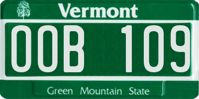VT license plate OOB109