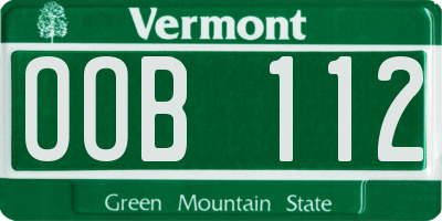 VT license plate OOB112