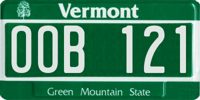 VT license plate OOB121