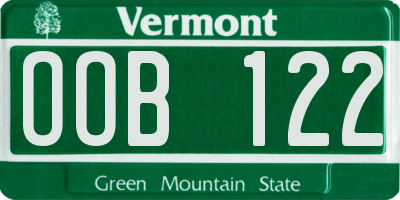 VT license plate OOB122
