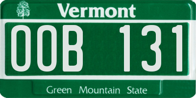 VT license plate OOB131