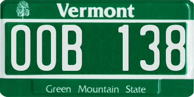 VT license plate OOB138