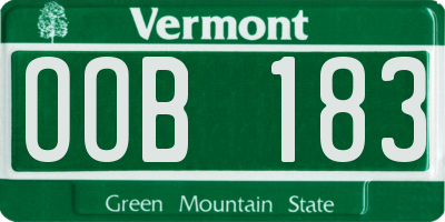 VT license plate OOB183