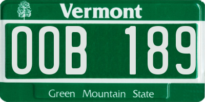 VT license plate OOB189