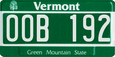 VT license plate OOB192