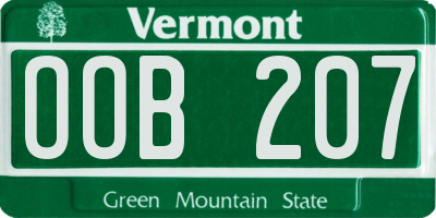 VT license plate OOB207