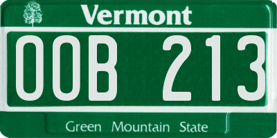 VT license plate OOB213