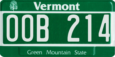 VT license plate OOB214