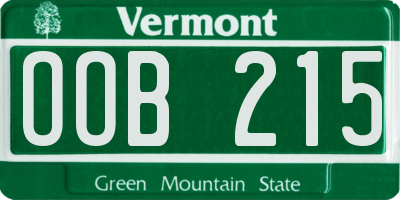VT license plate OOB215