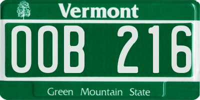 VT license plate OOB216