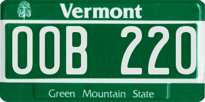 VT license plate OOB220