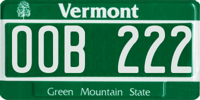 VT license plate OOB222