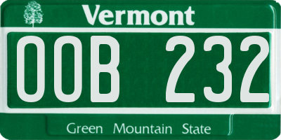 VT license plate OOB232