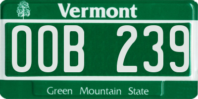 VT license plate OOB239