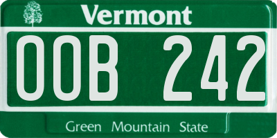 VT license plate OOB242