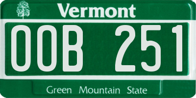 VT license plate OOB251