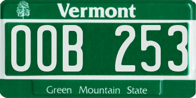 VT license plate OOB253