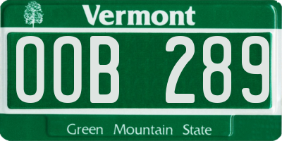 VT license plate OOB289