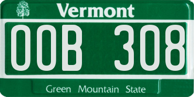 VT license plate OOB308