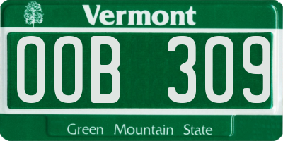 VT license plate OOB309