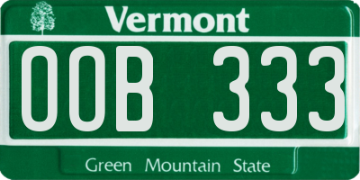 VT license plate OOB333