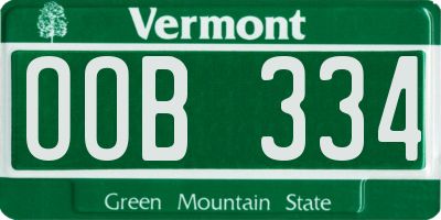 VT license plate OOB334