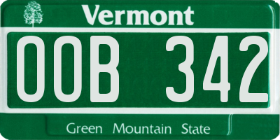 VT license plate OOB342