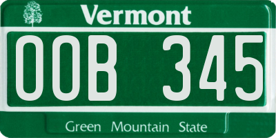 VT license plate OOB345