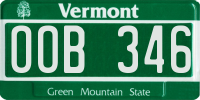 VT license plate OOB346
