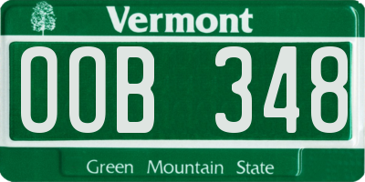 VT license plate OOB348