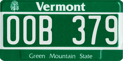 VT license plate OOB379