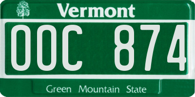 VT license plate OOC874