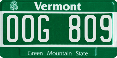 VT license plate OOG809