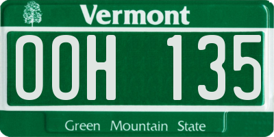VT license plate OOH135