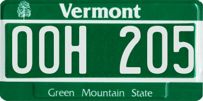VT license plate OOH205