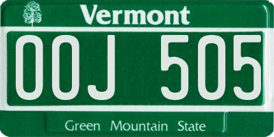 VT license plate OOJ505