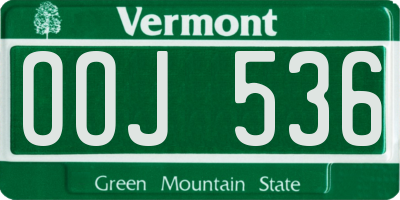VT license plate OOJ536